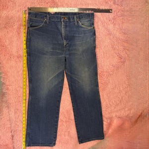 2010s Wrangler Cowboy Western Straight Leg Jeans Faded Blue Denim 36x30 LARGE image 7