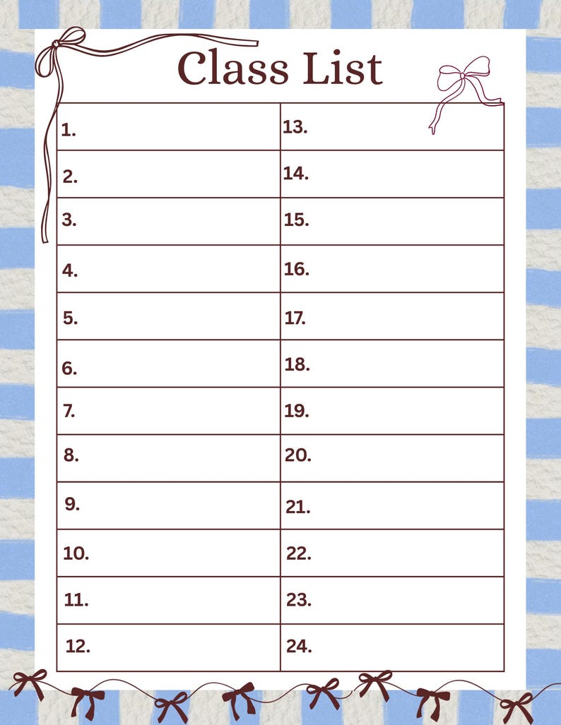 Editable Class List Template | Teacher Organization Printable ...