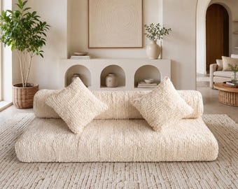 Handmade Moroccan Wool Floor Sofa – Authentic Arabic Majlis Seating & Bohemian Home Decor