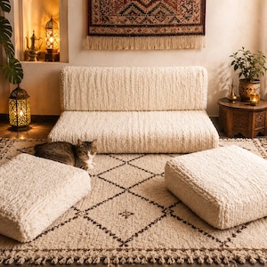 Handmade Moroccan Beni Ourain Floor Sofa – Traditional Artisan Floor Couch – Made to Order – Free Worldwide Shipping