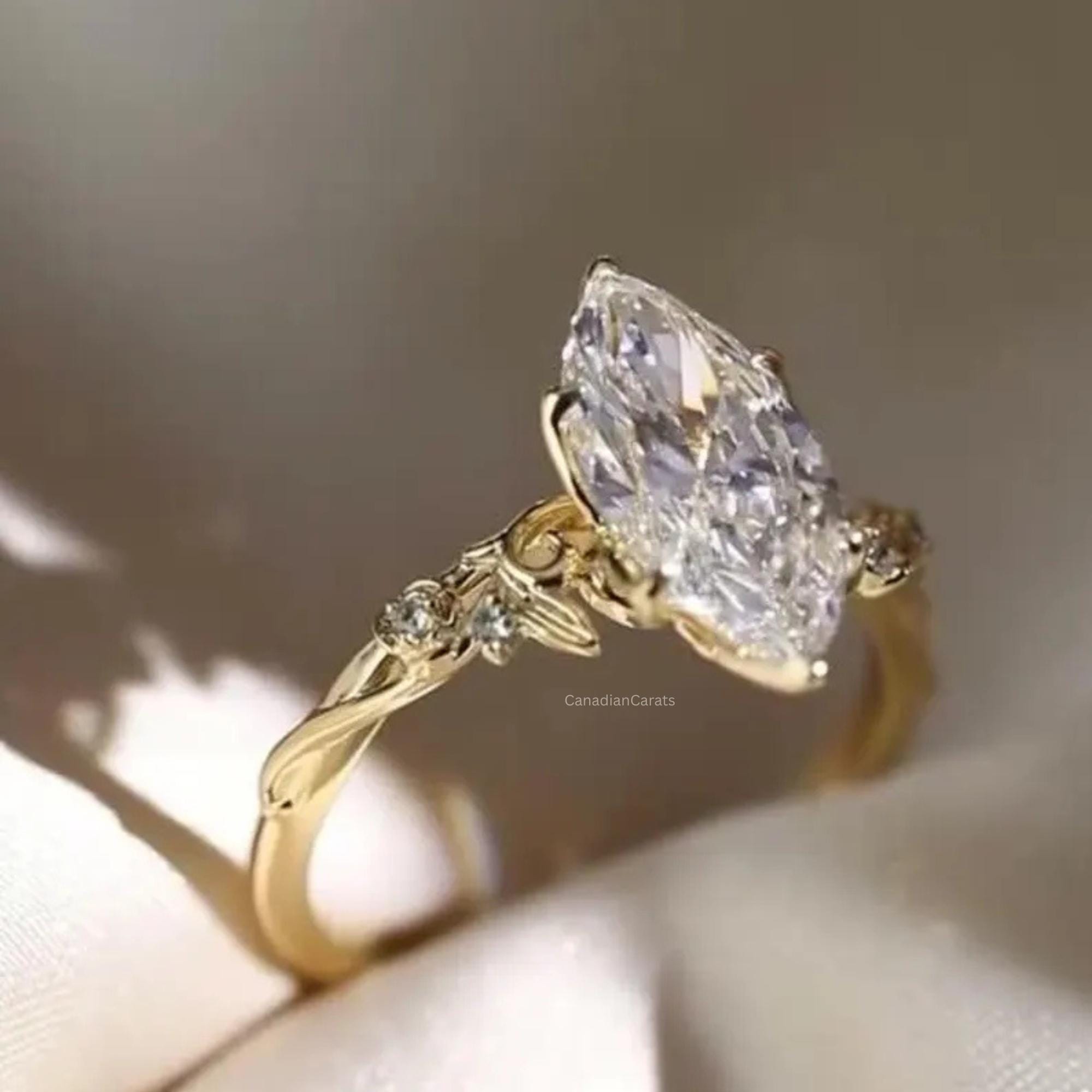 1.50 CT Marquise Cut Lab Diamond Vintage Ring, 14k Solid Gold Wedding ...