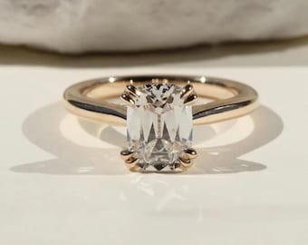 2.00 CT OMC Engagement Ring, 14K Solid Yellow Gold Lab Grown Diamond Ring, Promise Ring