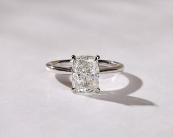 2.50 CT Elongated Cushion Cut Lab Grown Diamond Engagement Ring, 14k White Gold Solitaire Ring, Anniversary Gift For Her