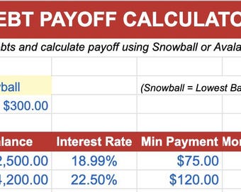 Debt Payoff Calculator | Snowball Avalanche Method Excel | Financial Freedom Tracker Spreadsheet