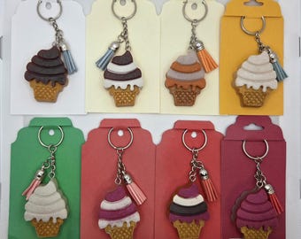 Resin Ice-cream cone keychain with complimentary tassel.