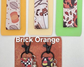 Pumpkin/Fall/Halloween themed faux leather keychains