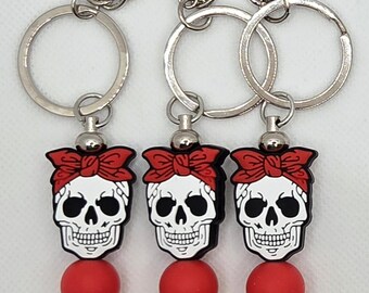 Skull/Poisoned apple Silicon Bead Keychains
