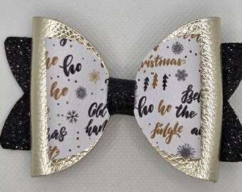 Christmas/Winter faux leather hair bows