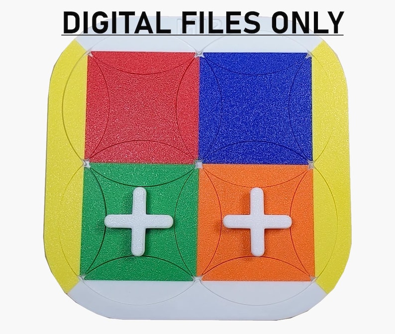 May include: A colourful, geometric puzzle with red, blue, green, and orange squares, each with a white plus sign. The puzzle is surrounded by a yellow border and the text "DIGITAL FILES ONLY" is at the top.