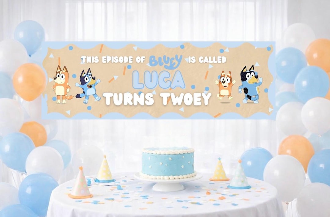Bluey Birthday Banner Template – Editable in Canva | 72x24 Party Banner ...