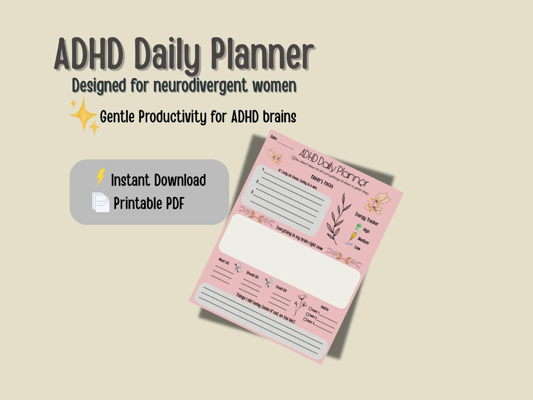 ADHD Planner Printable - Daily Planner - Neurodivergent Productivity ...