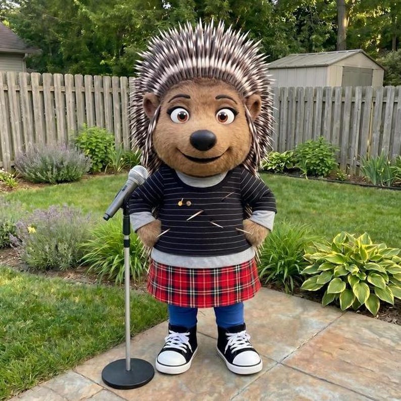 Sing Ash Punk Rocker Ash Porcupine Mascot Costume: Sing Movie Cosplay Rocker Hedgehog Outfit ...