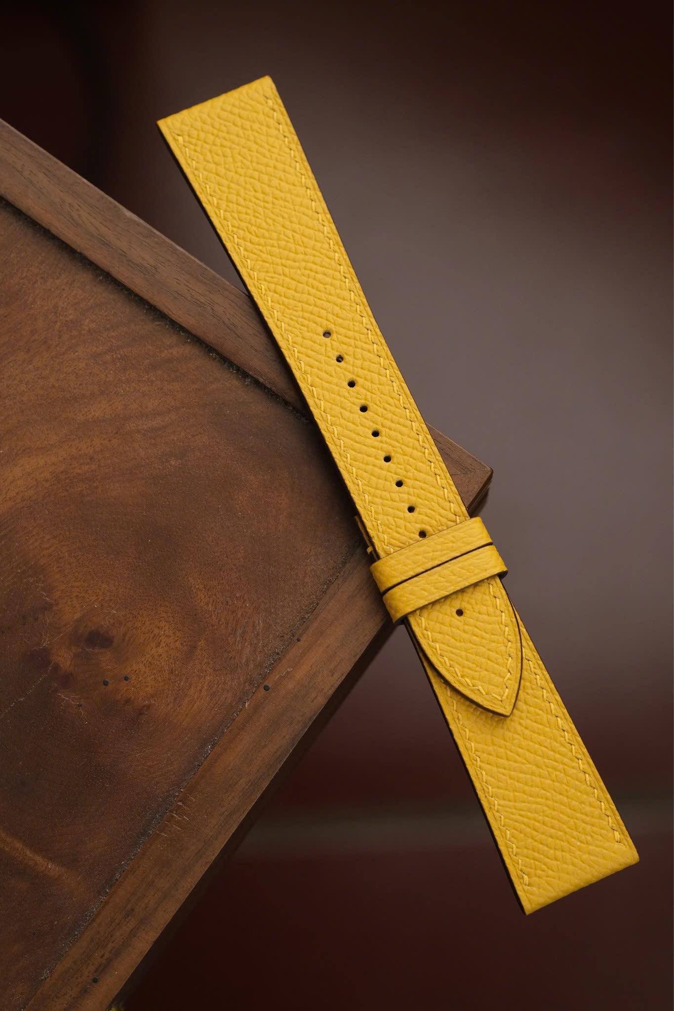 Handmade Yellow Epsom Leather Watch Strap: Handmade Custom Band