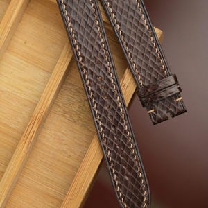 Echtes Schlangenhaut Uhrenarmband, Schlangenhaut-Lederband in braun mit 16-24 mm Größe