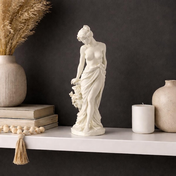 Elegant klassiek vrouwelijk standbeeld | Minimalistische witte sculptuur | Kunstdecor in Griekse stijl | 3D-geprint beeldje | Accent voor huis en plank
