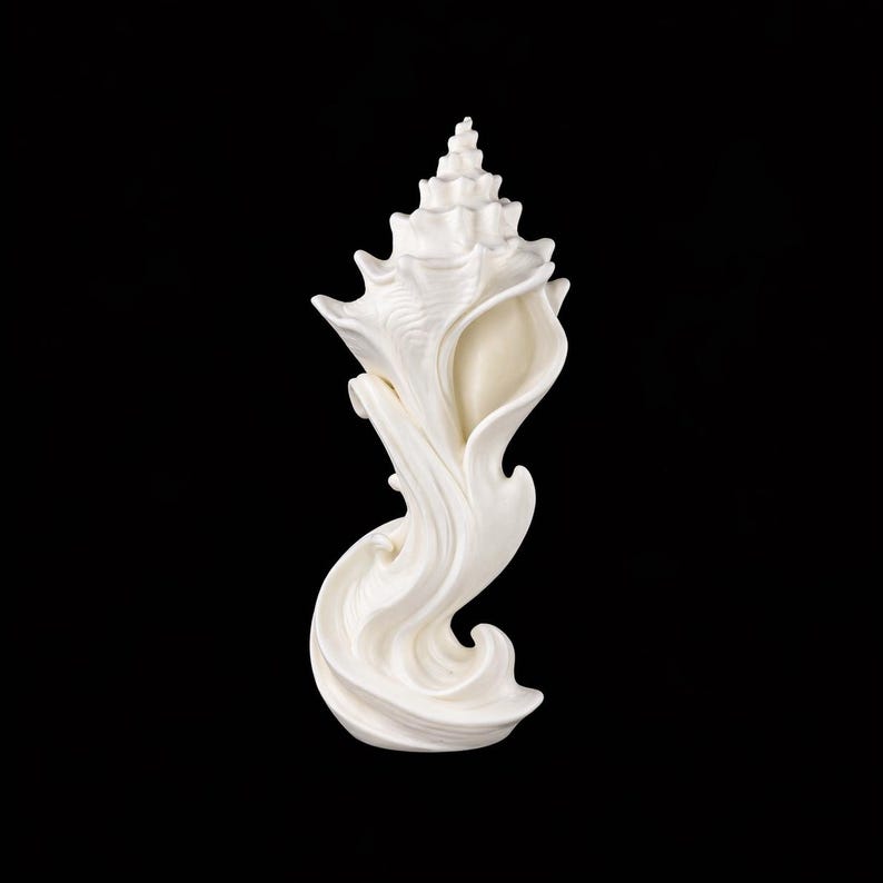 Seashell Sculpture Decor, 3D Printed Conch Shell Art, Coastal Home ...