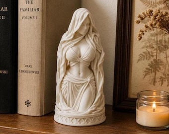 Veiled Woman Statue | Gothic Fantasy Decor | Elegant Female Sculpture | 3D Printed Figurine | Collectible Home Decor