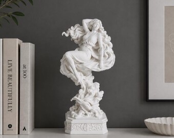 Floating Goddess Statue, Greek Mythology Decor, White Sculpture, Ethereal Woman Figurine,Home Accent, Shelf Decor, Fantasy Art Statue