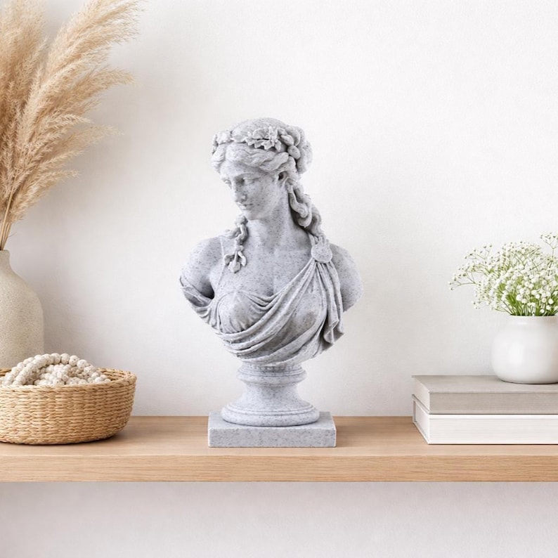 Vintage Greek Goddess Bust Statue – Marble Style Sculpture, Minimalist ...
