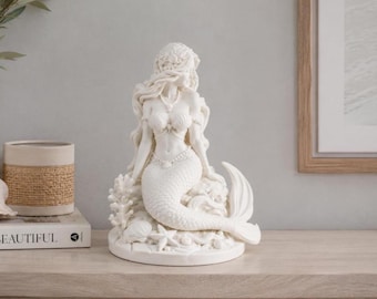 Mermaid Statue, Ocean Decor,Coastal Decor, Beach House Sculpture, Nautical Shelf Decor, Siren Figurine, Marine Life Art, Gift Mermaid Lovers