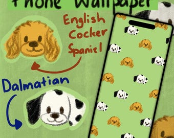 English Cocker Spaniel Dalmatian Phone Wallpaper: Dog Pattern (Digital Download)