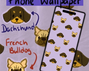 Dachshund French Bulldog Phone Wallpaper: Dog Pattern (Digital Download)