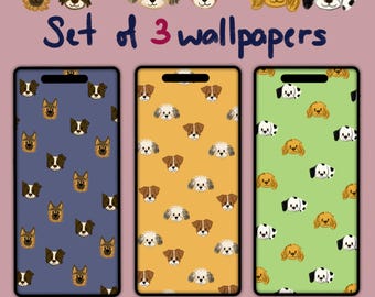 Set of 3 Dog Phone Wallpapers: German Shepherd, Coton de Tulear, Dalmation (Digital Download)