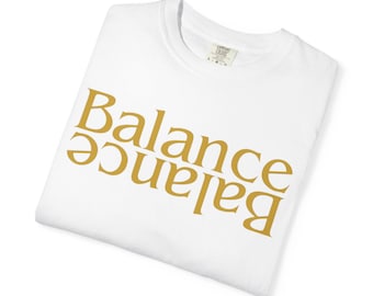 Maglietta tipografica Balance, maglietta streetwear minimalista, maglietta grafica oversize neutra