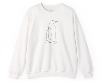 Felpa con stampa minimalista di pinguini, girocollo con grafica accogliente, regalo per gli amanti degli animali