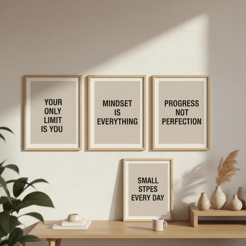 Minimalist Printable Wall Art Set – 3 Motivational Quotes | Modern ...