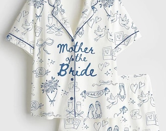 Mother of the Bride Pajamas Set, Going to the Chapel Wedding Party PJS, Silk Sleepwear, Bridal Party Getting Ready Outfit, Wedding Day Gift