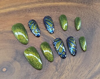 Ongles à presser personnalisés | Ongles en gel faits main | Attaches réutilisables | Jeu de clous sur commande