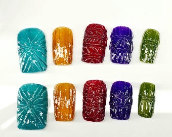 Ongles à presser personnalisés | Ongles en gel faits main | Attaches réutilisables | Jeu de clous sur commande
