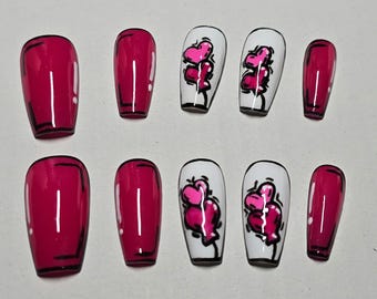 Ongles à presser personnalisés | Ongles en gel faits main | Attaches réutilisables | Jeu de clous sur commande
