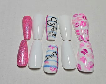 Ongles à presser personnalisés | Ongles en gel faits main | Attaches réutilisables | Jeu de clous sur commande