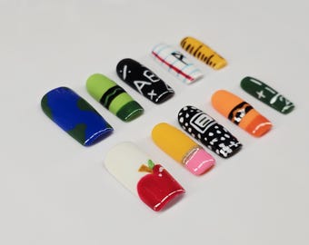 Ongles à presser personnalisés | Ongles en gel faits main | Attaches réutilisables | Jeu de clous sur commande
