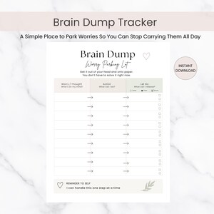 Worry Worksheet, Brain Dump Printable, Thoughts Organizer Tracker, ADHD Mental Declutter Page, Anxiety Journal, Instant Download PDF