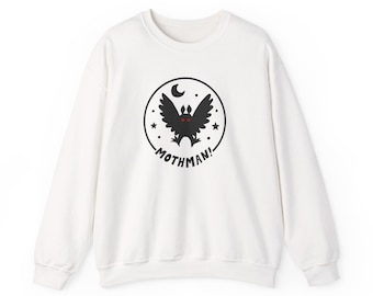 Mothman Vintage Circle Mothman Sweatshirt | Cryptid Retro Graphic