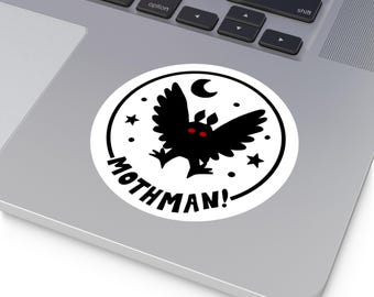 Mothman Vintage Silhouette Runder Vinyl Aufkleber | Erhältlich in 5 Größen