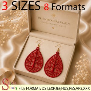 FSLEmbroidered Ornament Earring Design, Pendentif Free Standing Lace Earrings, Machine Embroidery File, Embroidery Pattern, Gift for Her