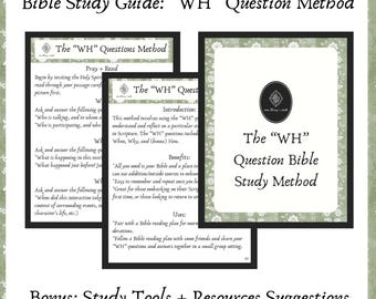 WH Questions Bible Study Method Printable | Scripture Quiet Time Guide for Christians (Digital Download)