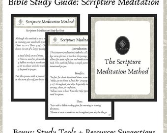 Scripture Meditation Guide Printable | Quiet Time Bible Study Guide (Digital Download)
