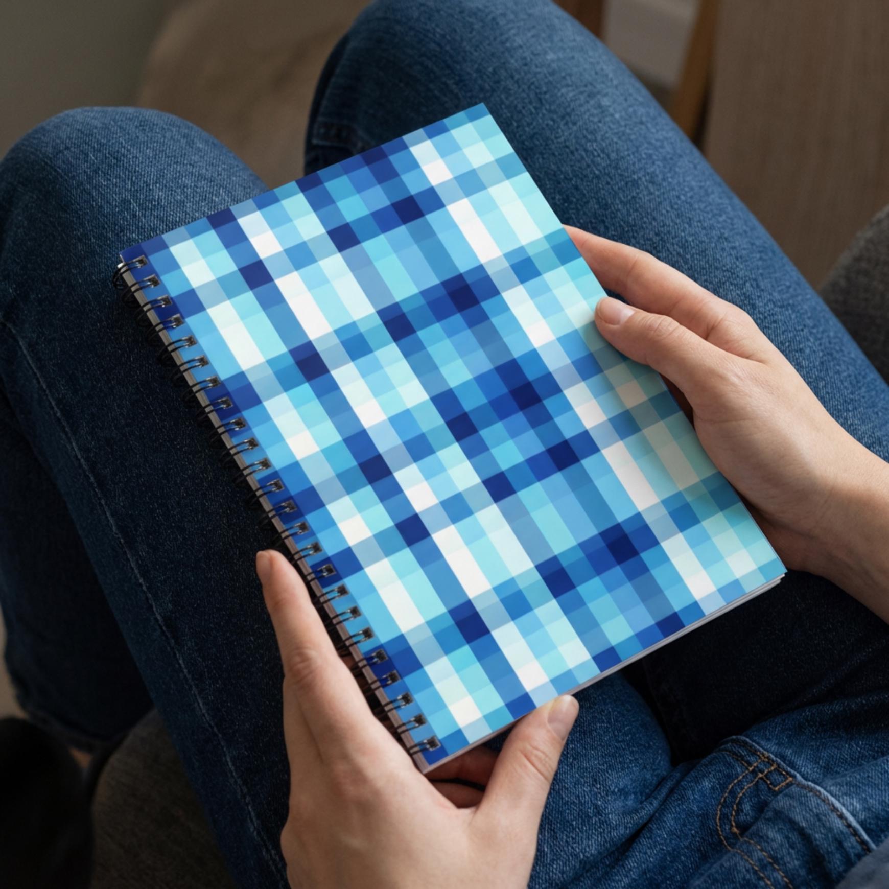 Open Notebook Chekered Spiral Notebook, Checkered Pattern Cover, Lined Pages - Etsy