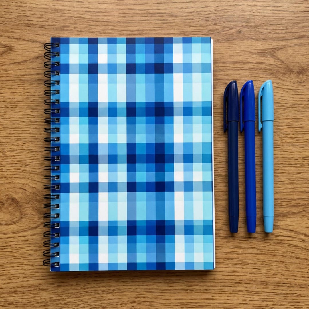 Open Notebook Chekered Spiral Notebook, Checkered Pattern Cover, Lined Pages - Etsy