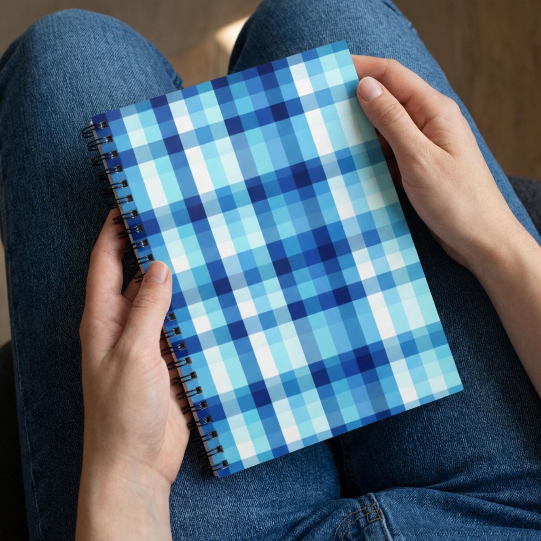 Open Notebook Chekered Spiral Notebook, Checkered Pattern Cover, Lined Pages - Etsy