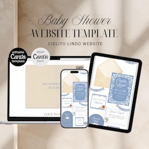 Modèle de site Web bleu cielito Lindo pour baby shower | Modèle de toile modifiable