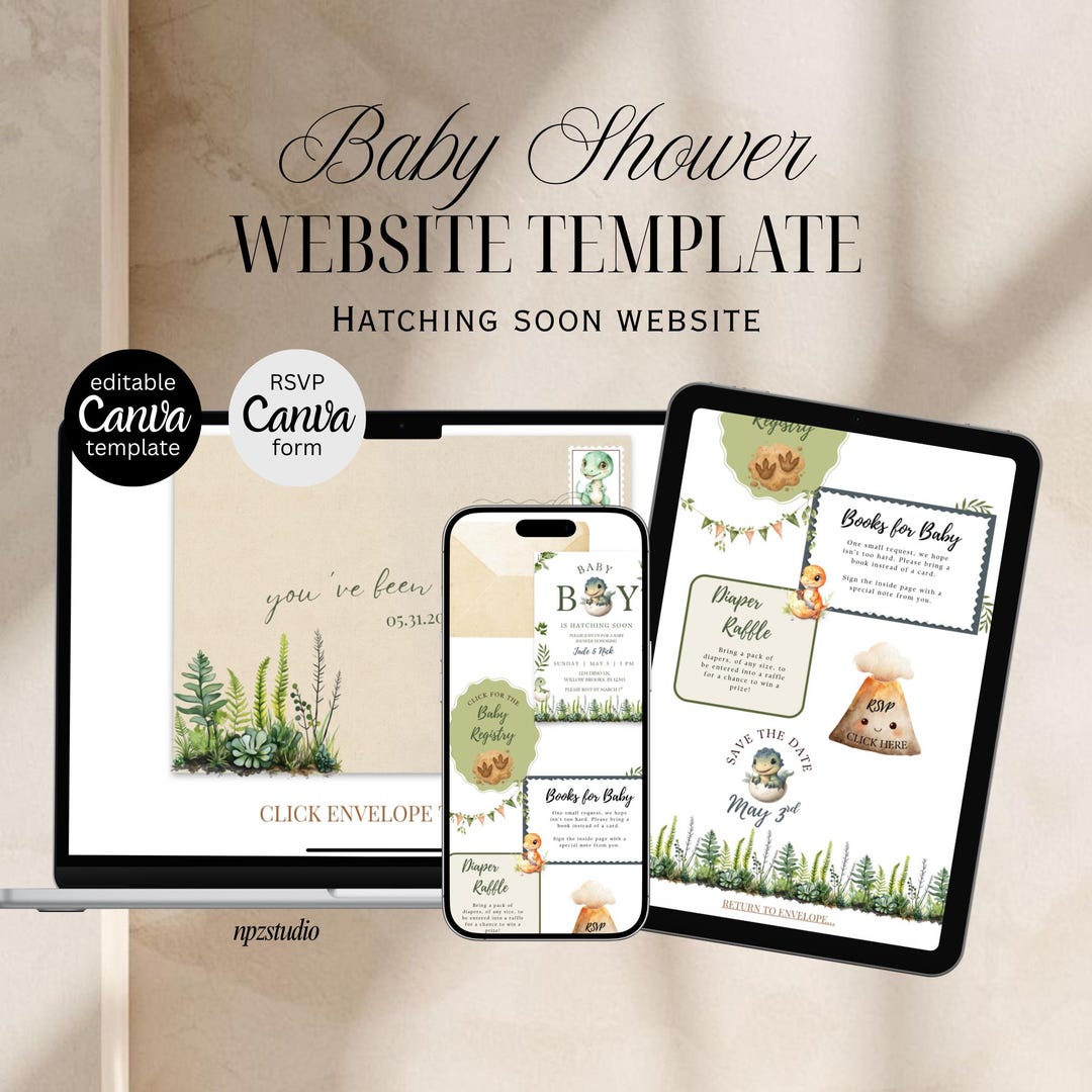 Hatching Soon Baby Shower Website Template With RSVP | Editable Canva ...