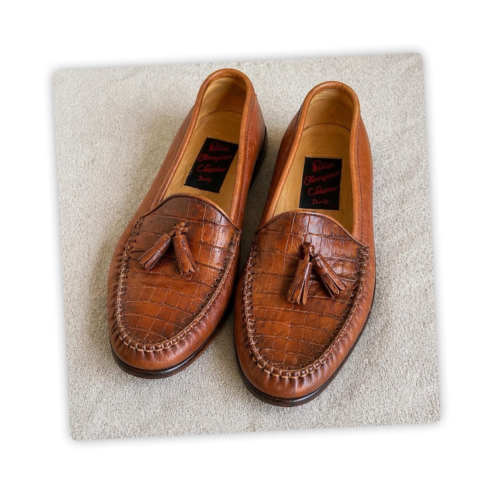 VTG Salvatore Ferragamo Studio Brown Leather Loafers Y2K Square Toe Mens 8.5 EE 8.5 Ferragamo Shoes - Etsy main image 3