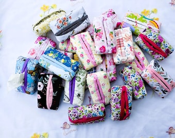 Floral Quilted Pocket Tissue Holder - Travel Size with Tissue Pack Included