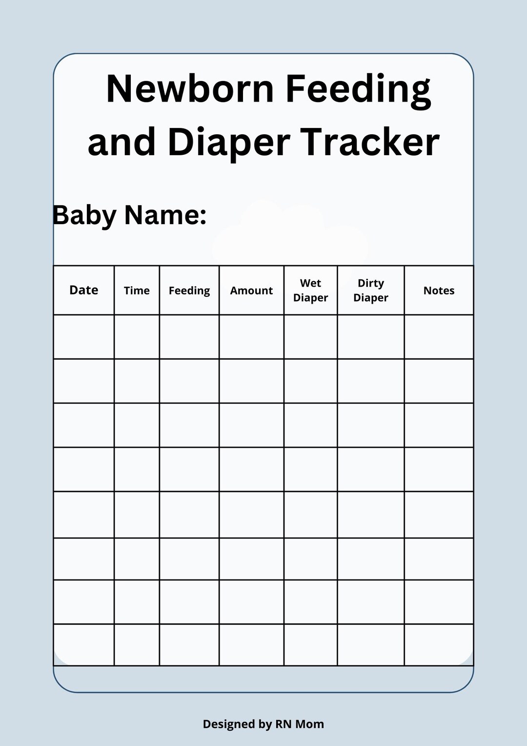 Newborn Feeding & Diaper Tracker Printable | Baby Log Sheet PDF | New ...